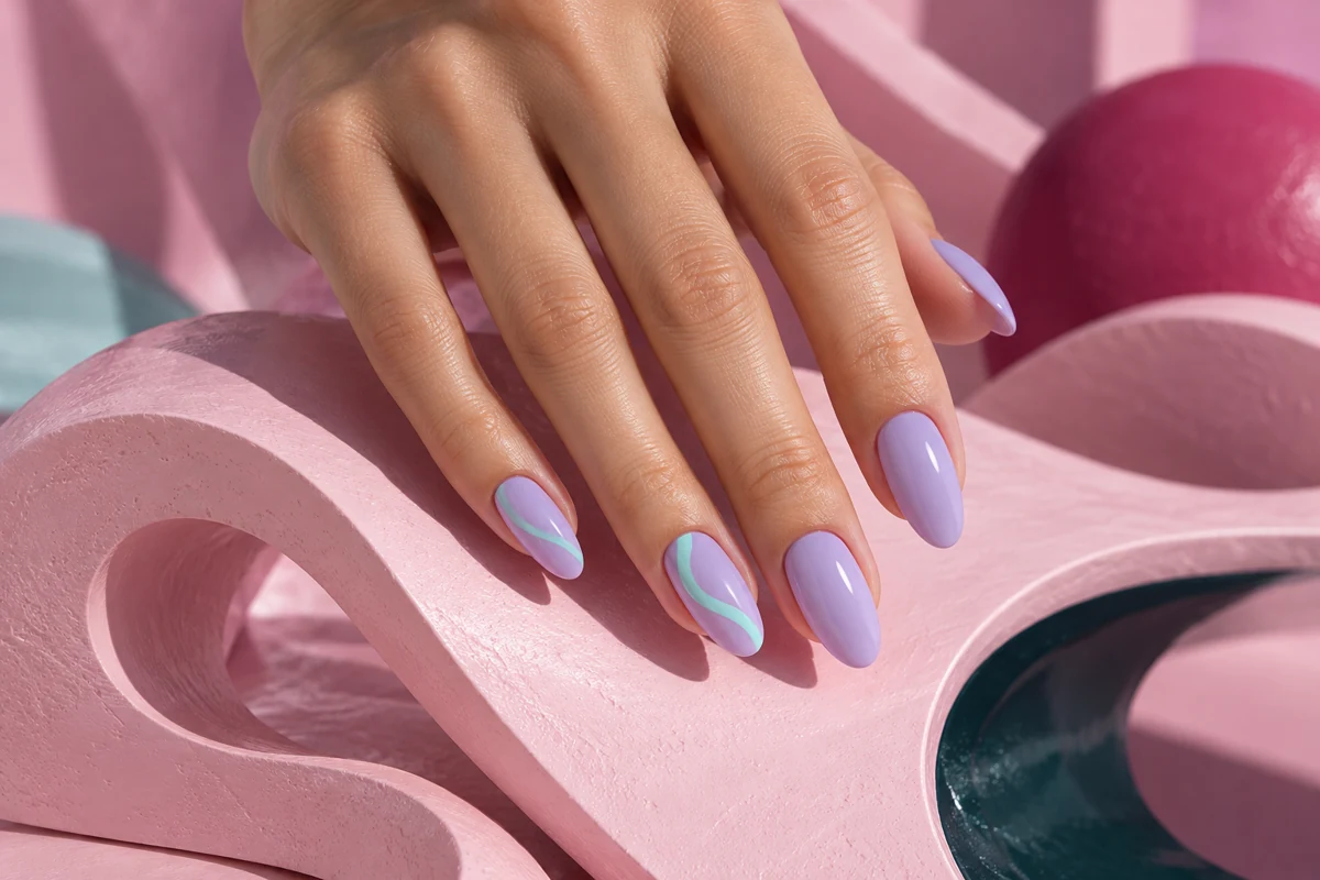 KI-generierte Nail-Art-Inspiration: Lilac Swirl