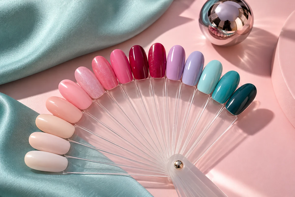 Farb-Inspiration: roséfarbene, türkise und lilafarbene Nagellackmuster